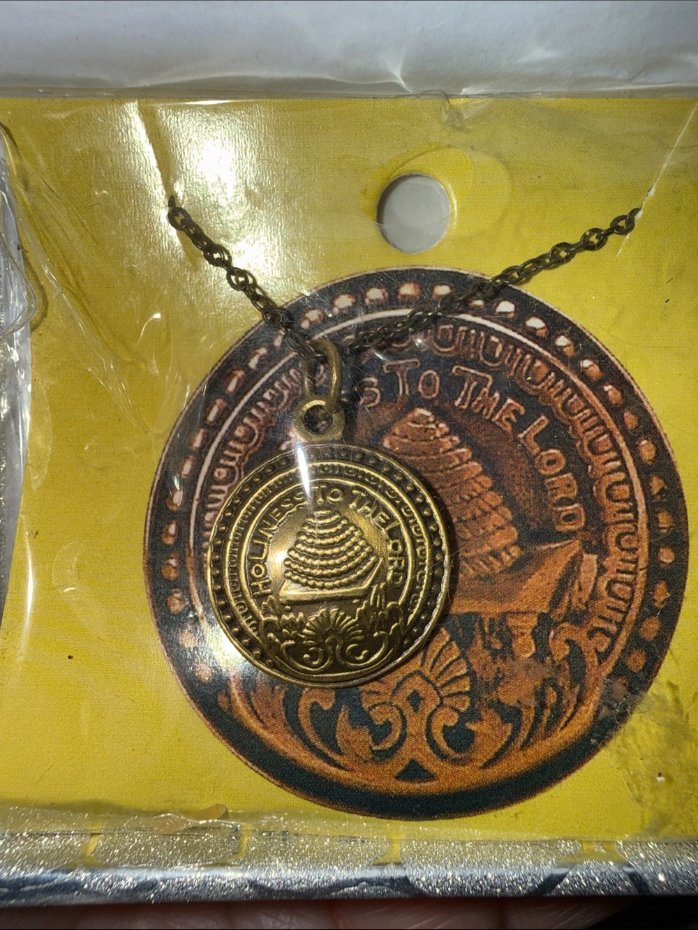 Brass-Tone Religious Pendant Necklace Holiness to the lord